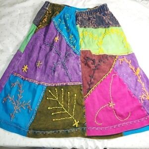 NEPALESE Multicolored Skirt - Kids Size Large, Hand Embroidered